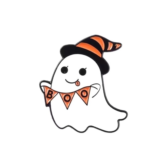 (3/$15) Halloween Cartoon Ghost Enamel Pin - Picture 1 of 3